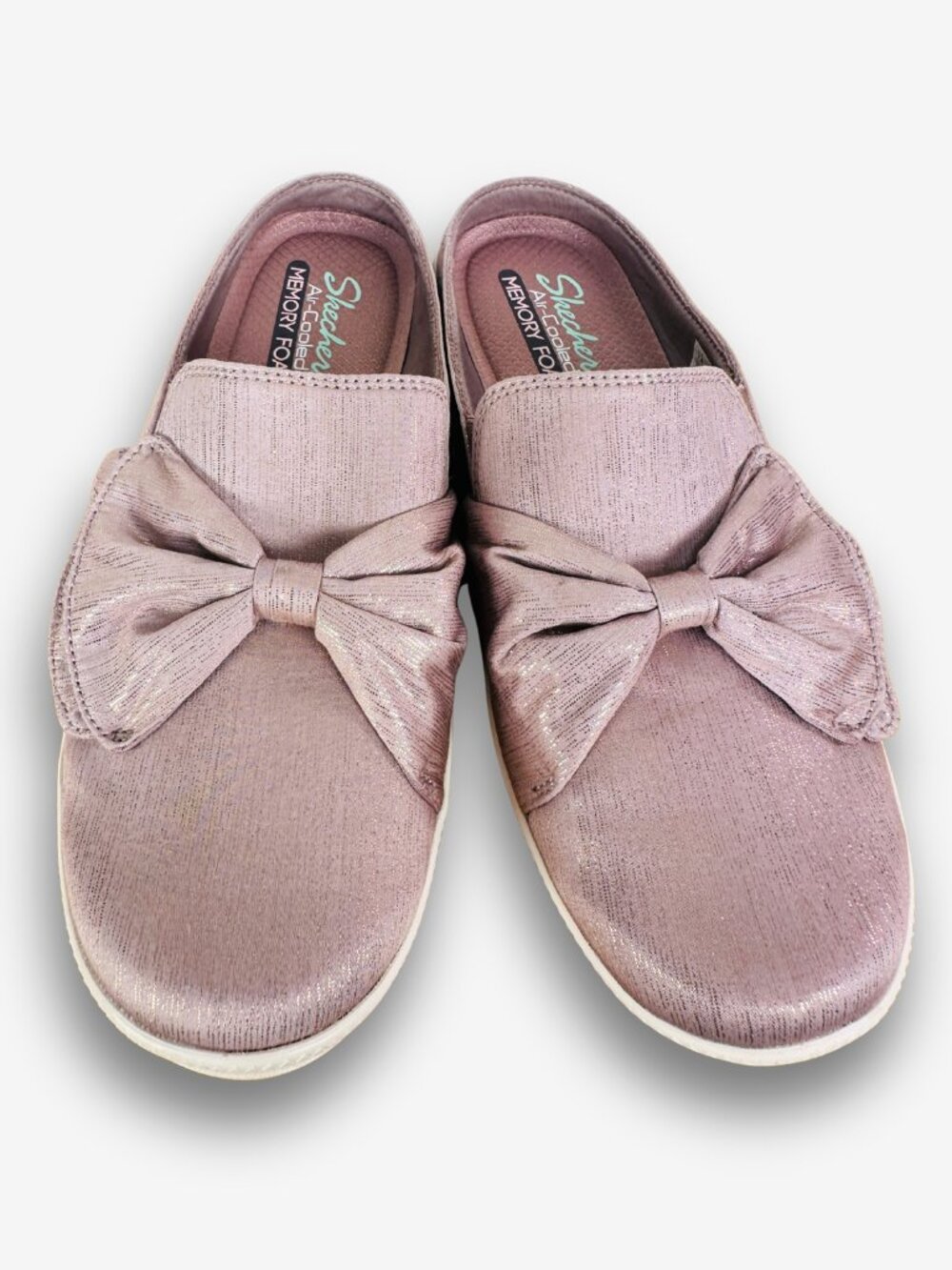 Skechers Metallic Pink Bow Slip-On Loafer Sneakers Size 7.5